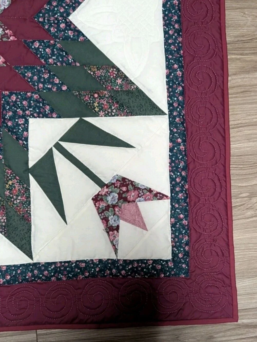 Handmade Lone Star Quilt Star of Beauty Wall Hanging Floral Tulip Quilt 45